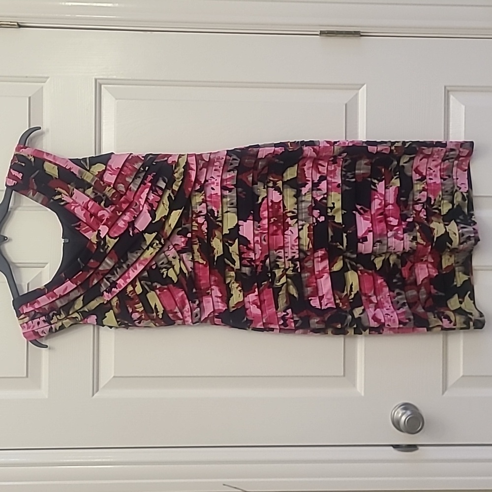 ADRIANNA PAPELL women's dress size 12 V-neck stretch multicolor